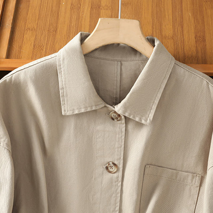 Koszula damska z długim rękawem i stójką, wykonana z bawełny i poliestru, z kieszeniami i Buddha Stones” - image 23