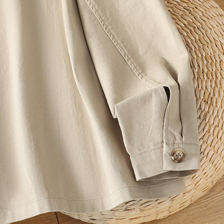 Koszula damska z długim rękawem i stójką, wykonana z bawełny i poliestru, z kieszeniami i Buddha Stones” - image 26