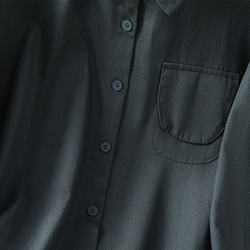 Koszula damska z długim rękawem i stójką z bawełny z motywem Buddha Stones , z kieszeniami - image 2