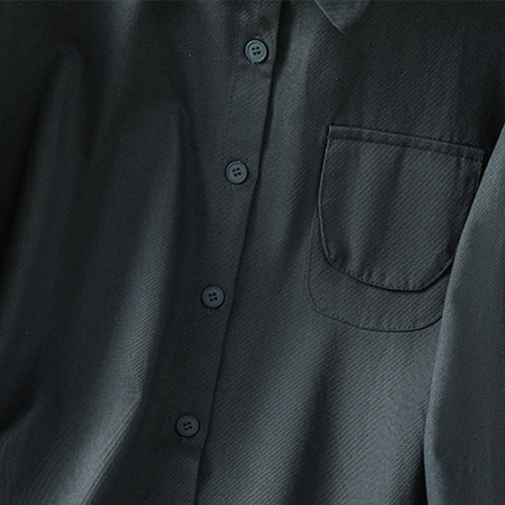 Koszula damska z długim rękawem i stójką z bawełny z motywem Buddha Stones , z kieszeniami - image 2