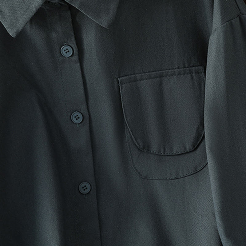 Koszula damska z długim rękawem i stójką z bawełny z motywem Buddha Stones , z kieszeniami - image 7