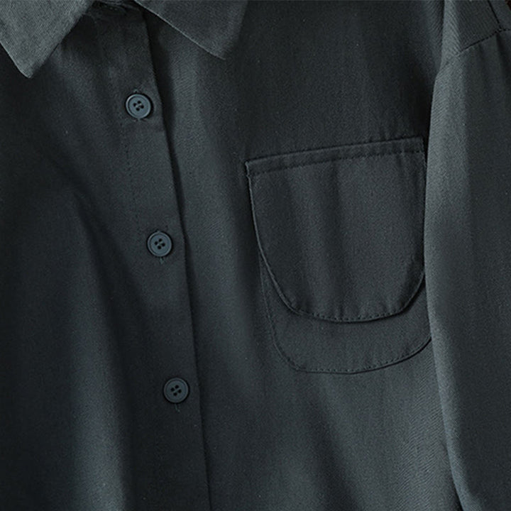 Koszula damska z długim rękawem i stójką z bawełny z motywem Buddha Stones , z kieszeniami - image 7