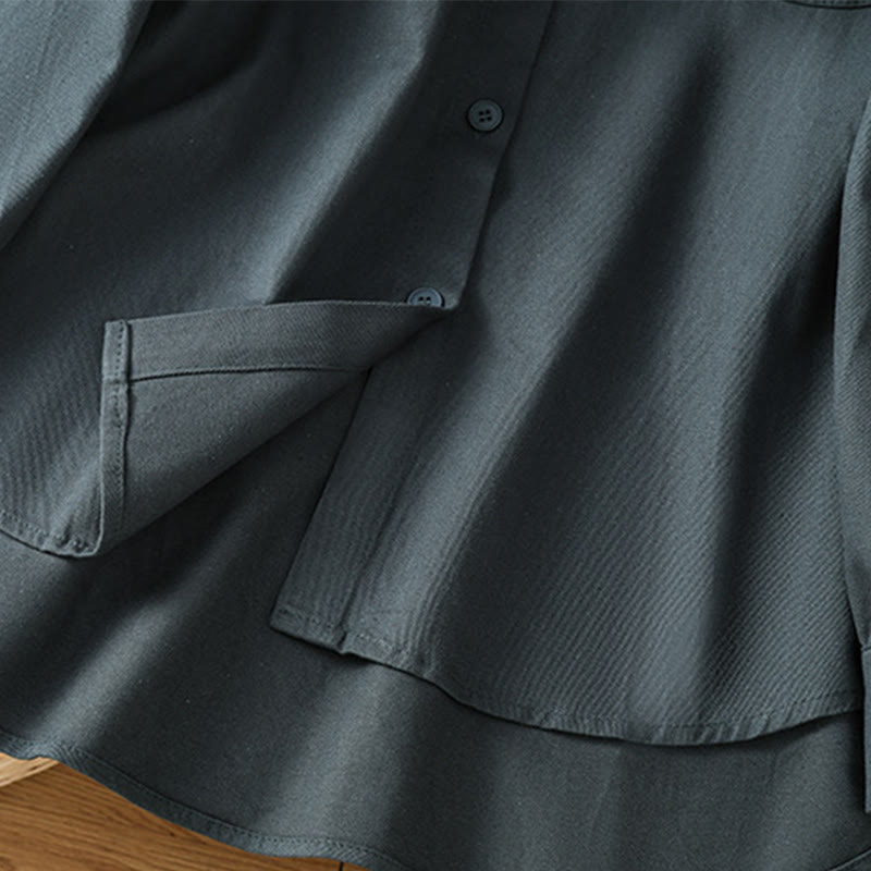 Koszula damska z długim rękawem i stójką z bawełny z motywem Buddha Stones , z kieszeniami - image 6