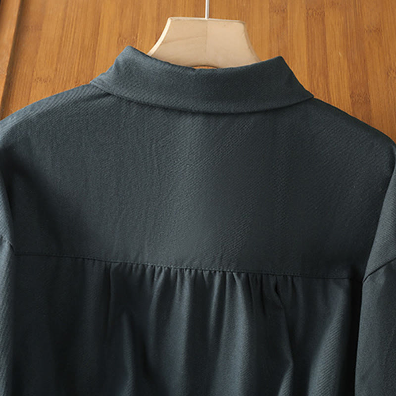 Koszula damska z długim rękawem i stójką z bawełny z motywem Buddha Stones , z kieszeniami - image 4