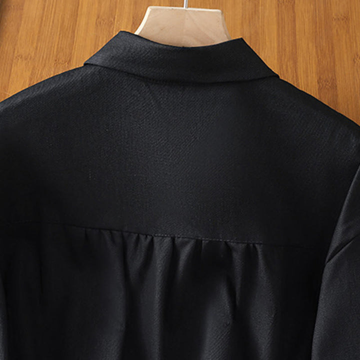 Koszula damska z długim rękawem i stójką z bawełny z motywem Buddha Stones , z kieszeniami - image 11