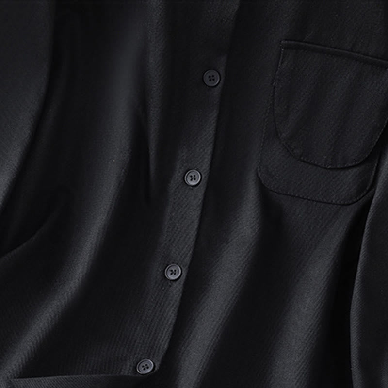 Koszula damska z długim rękawem i stójką z bawełny z motywem Buddha Stones , z kieszeniami - image 13