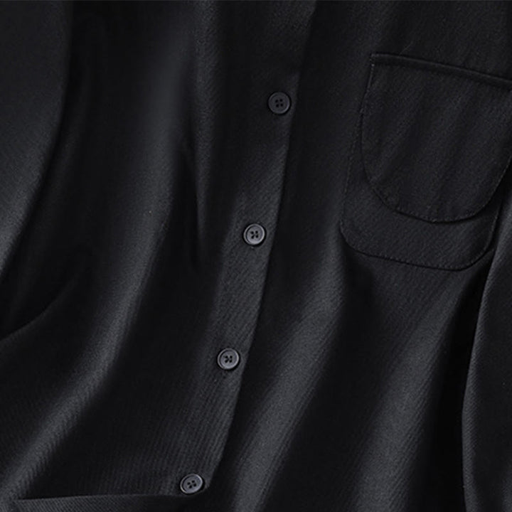 Koszula damska z długim rękawem i stójką z bawełny z motywem Buddha Stones , z kieszeniami - image 13