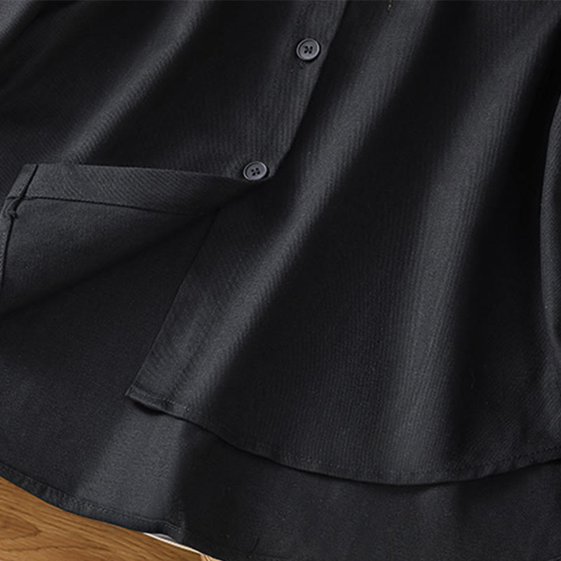 Koszula damska z długim rękawem i stójką z bawełny z motywem Buddha Stones , z kieszeniami - image 15