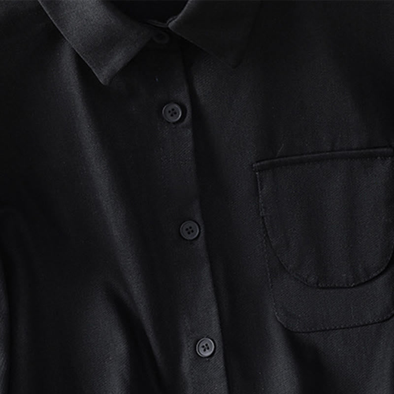 Koszula damska z długim rękawem i stójką z bawełny z motywem Buddha Stones , z kieszeniami - image 12