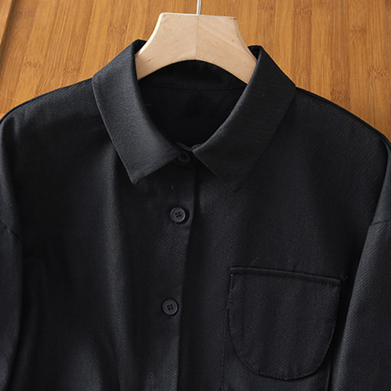 Koszula damska z długim rękawem i stójką z bawełny z motywem Buddha Stones , z kieszeniami - image 14