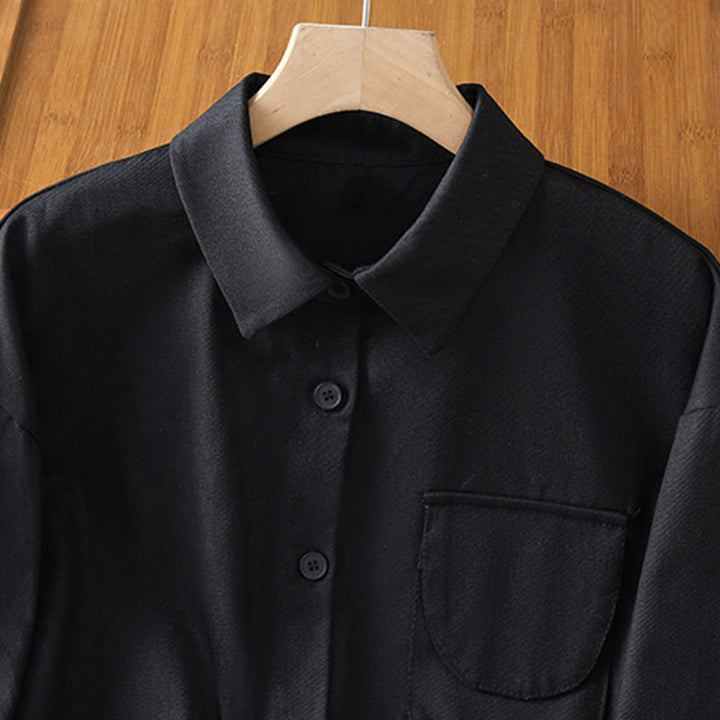 Koszula damska z długim rękawem i stójką z bawełny z motywem Buddha Stones , z kieszeniami - image 14