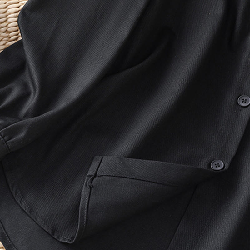 Koszula damska z długim rękawem i stójką z bawełny z motywem Buddha Stones , z kieszeniami - image 17