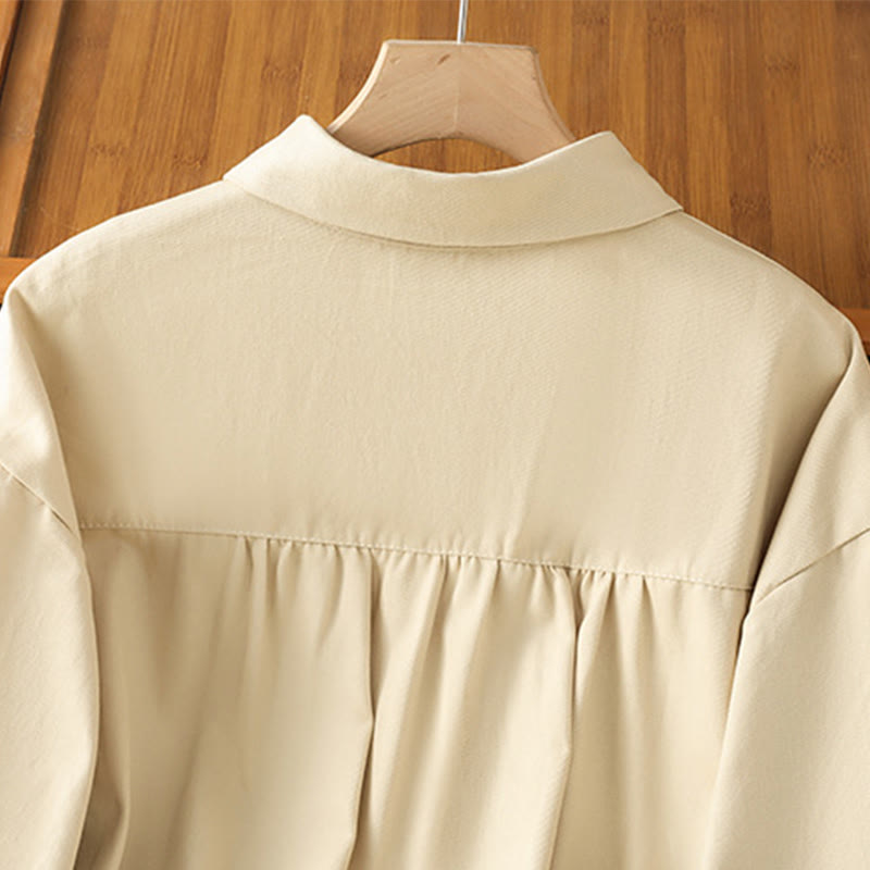 Koszula damska z długim rękawem i stójką z bawełny z motywem Buddha Stones , z kieszeniami - image 24