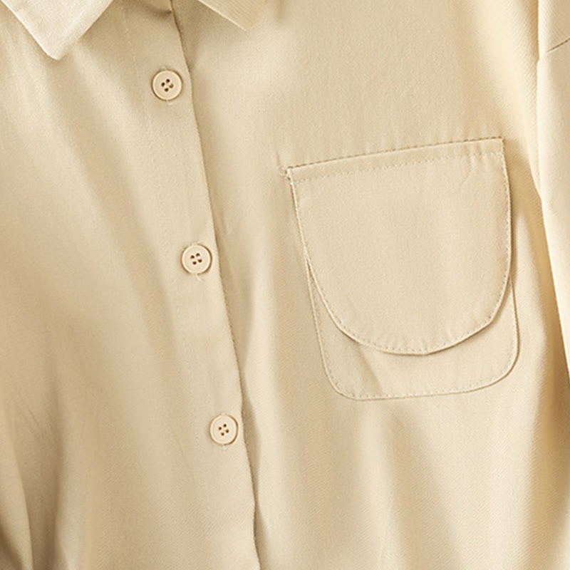 Koszula damska z długim rękawem i stójką z bawełny z motywem Buddha Stones , z kieszeniami - image 23