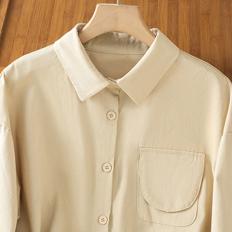 Koszula damska z długim rękawem i stójką z bawełny z motywem Buddha Stones , z kieszeniami - image 25