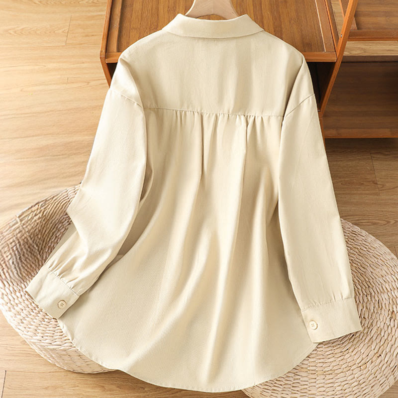 Koszula damska z długim rękawem i stójką z bawełny z motywem Buddha Stones , z kieszeniami - image 19