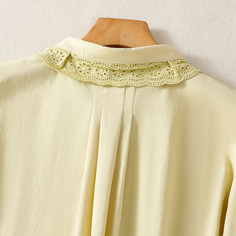 Koszula damska z długim rękawem i koronką z klapami w stylu casual z motywem Buddha Stones - image 12