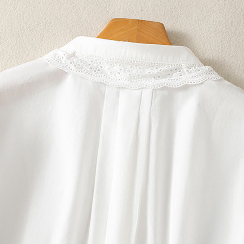 Koszula damska z długim rękawem i koronką z klapami w stylu casual z motywem Buddha Stones - image 21