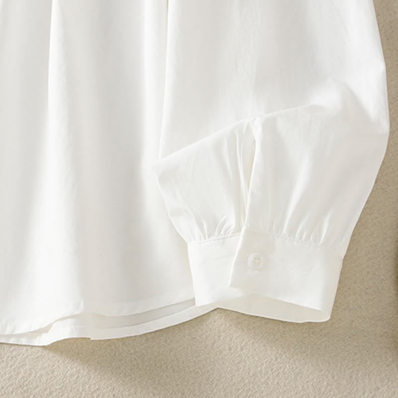 Koszula damska z długim rękawem i koronką z klapami w stylu casual z motywem Buddha Stones - image 23