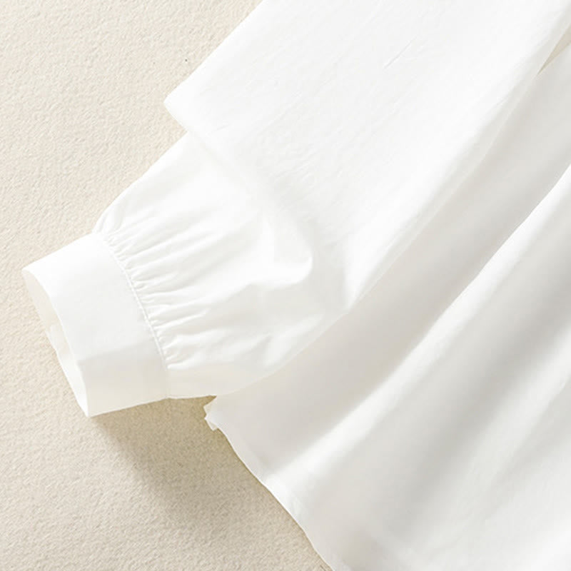 Koszula damska z długim rękawem i koronką z klapami w stylu casual z motywem Buddha Stones - image 24