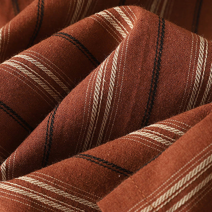 Koszula damska z długim rękawem z poliestru w paski w stylu retro z motywem Buddha Stones - image 4