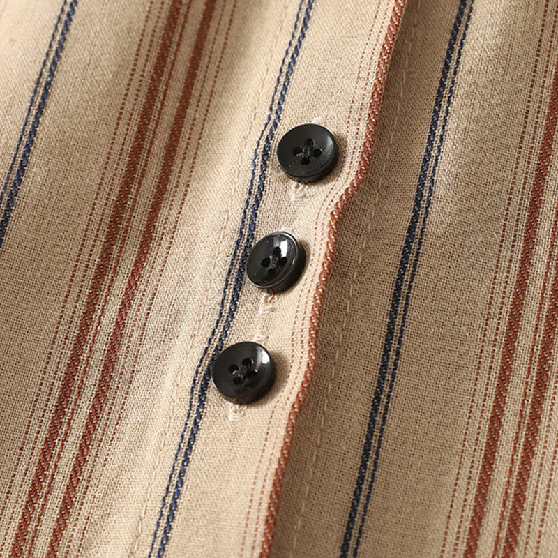 Koszula damska z długim rękawem z poliestru w paski w stylu retro z motywem Buddha Stones - image 13