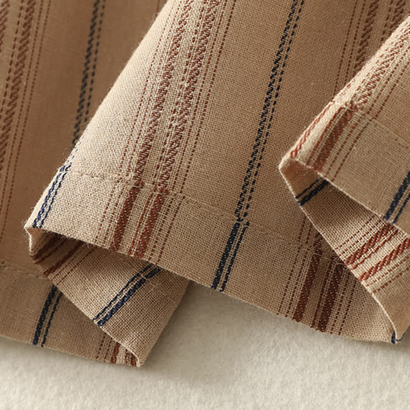 Koszula damska z długim rękawem z poliestru w paski w stylu retro z motywem Buddha Stones - image 9