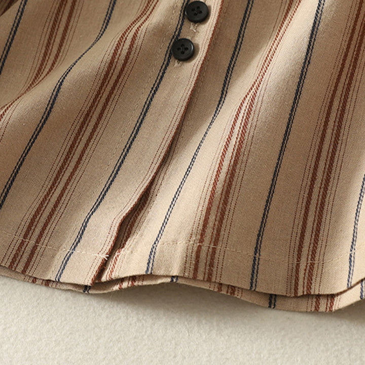 Koszula damska z długim rękawem z poliestru w paski w stylu retro z motywem Buddha Stones - image 10