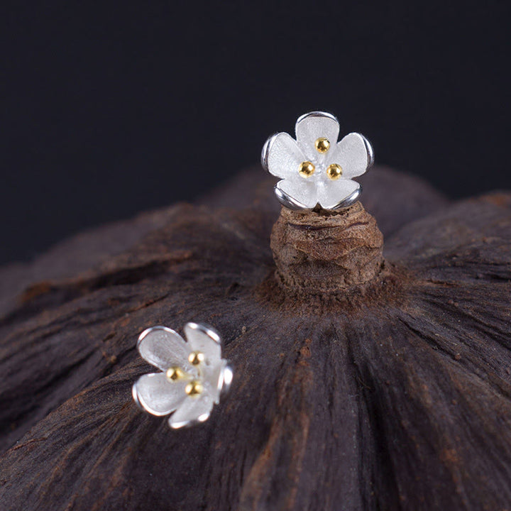 Kolczyki z Buddha Stones ze srebra próby 925 i złotymi pręcikami  - image 1