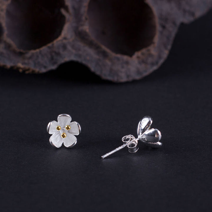 Kolczyki z Buddha Stones ze srebra próby 925 i złotymi pręcikami  - image 4