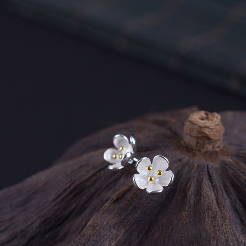 Kolczyki z Buddha Stones ze srebra próby 925 i złotymi pręcikami  - image 6