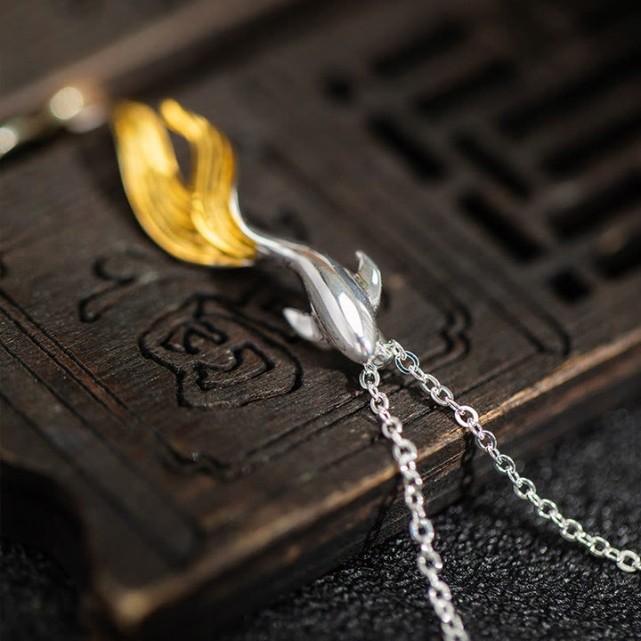 Naszyjnik z Buddha Stones ze srebra próby 925 i złotą rybką Koi, z wisiorkiem szczęścia - image 4