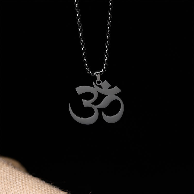 Naszyjnik ze stali nierdzewnej z Buddha Stones i symbolem mantry Om - Czarny - image 15