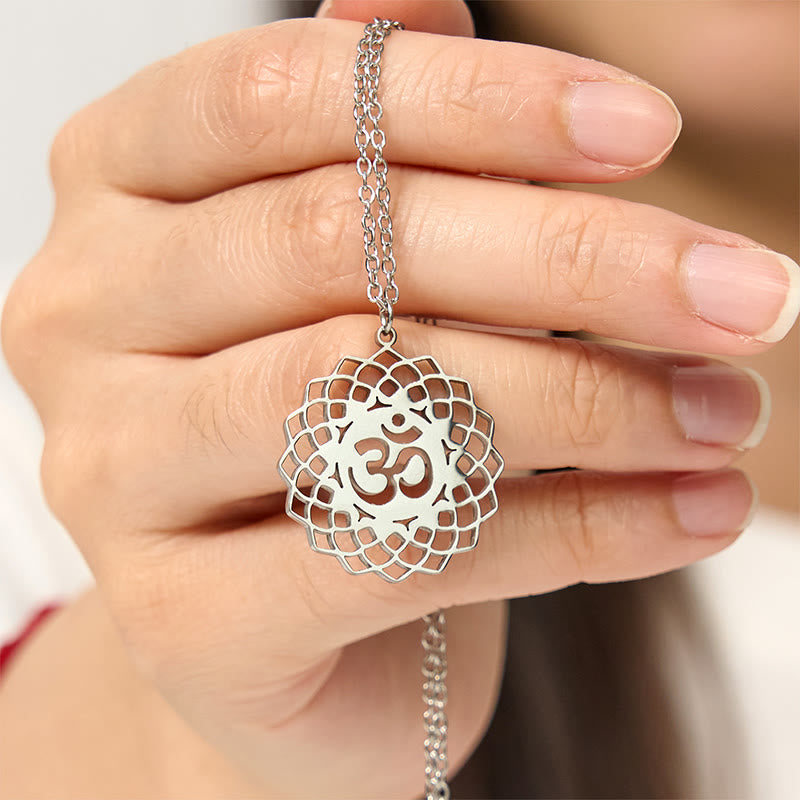 Naszyjnik z zawieszką ze stali nierdzewnej z Buddha Stones i pustym lotosem - image 13