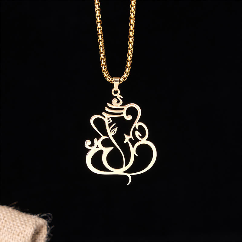 Naszyjnik ze stali nierdzewnej z Buddha Stones i słoniem Ganesh - Złoto - image 0