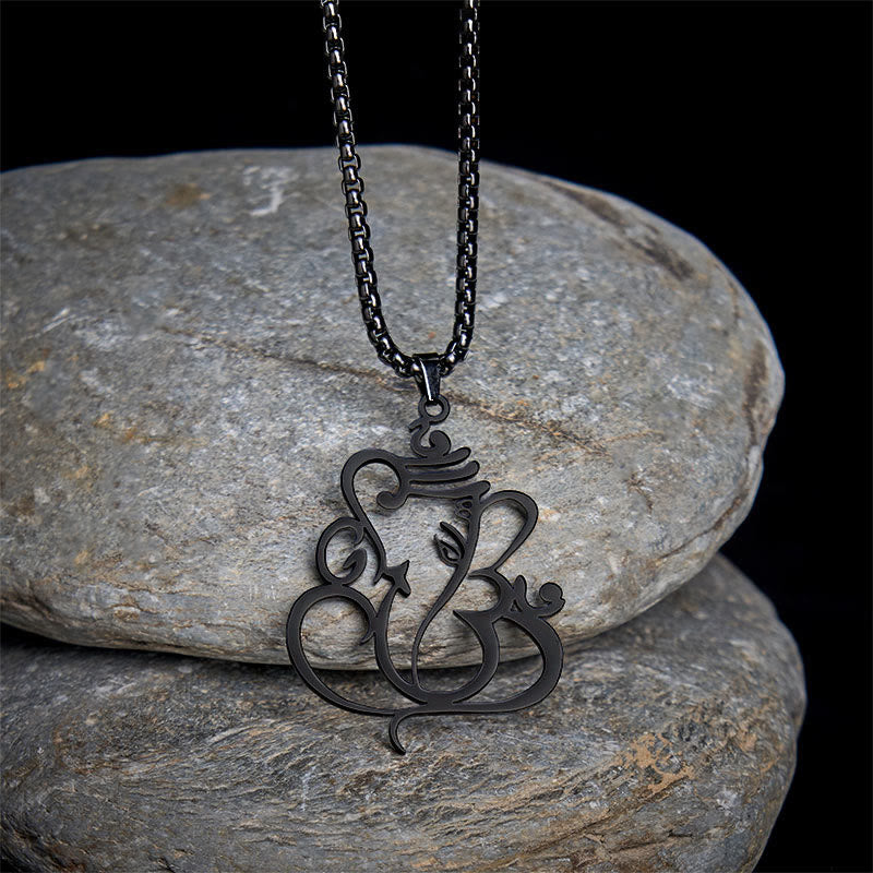 Naszyjnik ze stali nierdzewnej z Buddha Stones i słoniem Ganesh - image 14