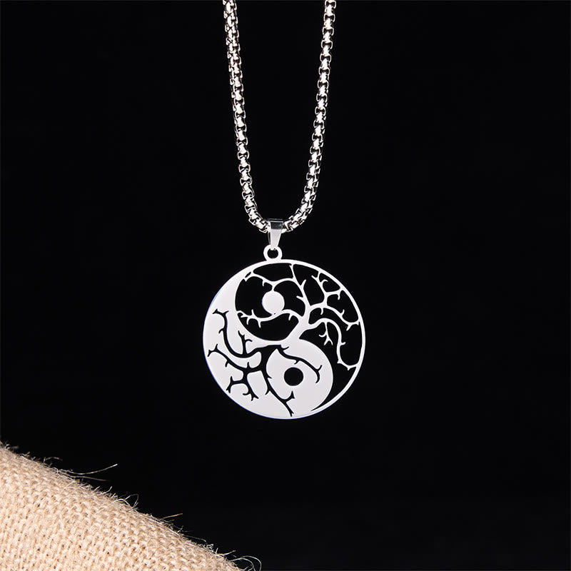 Naszyjnik z zawieszką z Buddha Stones i pustym wzorem Yin Yang ze stali nierdzewnej - image 9