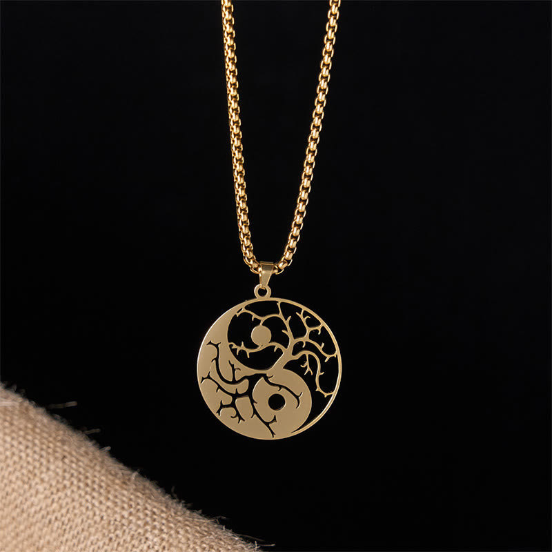 Naszyjnik z zawieszką z Buddha Stones i pustym wzorem Yin Yang ze stali nierdzewnej - image 15
