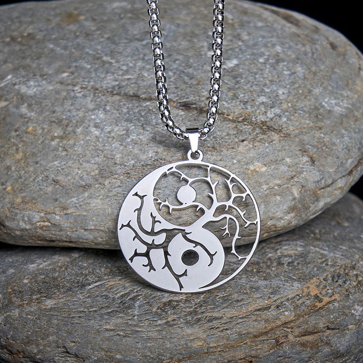 Naszyjnik z zawieszką z Buddha Stones i pustym wzorem Yin Yang ze stali nierdzewnej - image 8