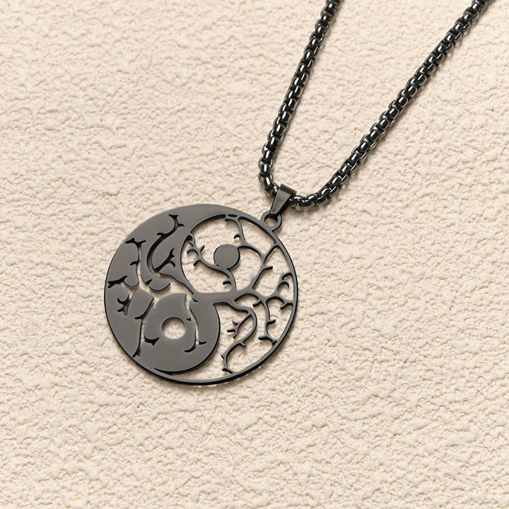 Naszyjnik z zawieszką z Buddha Stones i pustym wzorem Yin Yang ze stali nierdzewnej - image 3
