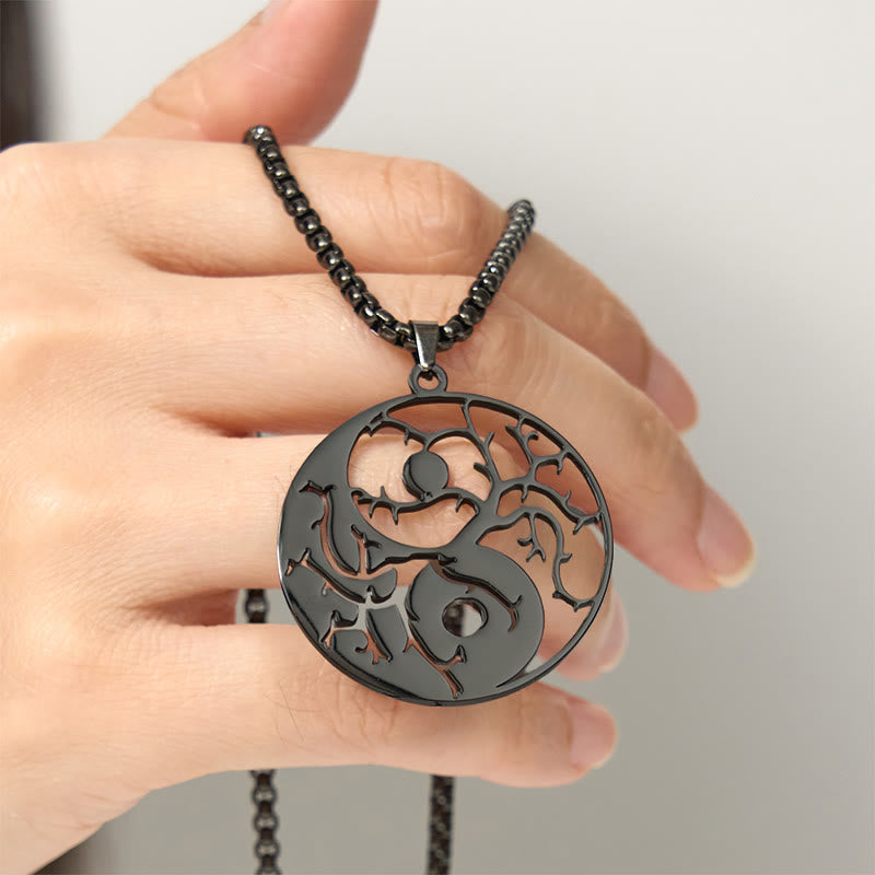 Naszyjnik z zawieszką z Buddha Stones i pustym wzorem Yin Yang ze stali nierdzewnej - image 5