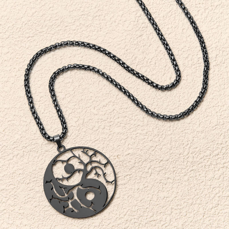 Naszyjnik z zawieszką z Buddha Stones i pustym wzorem Yin Yang ze stali nierdzewnej - image 4