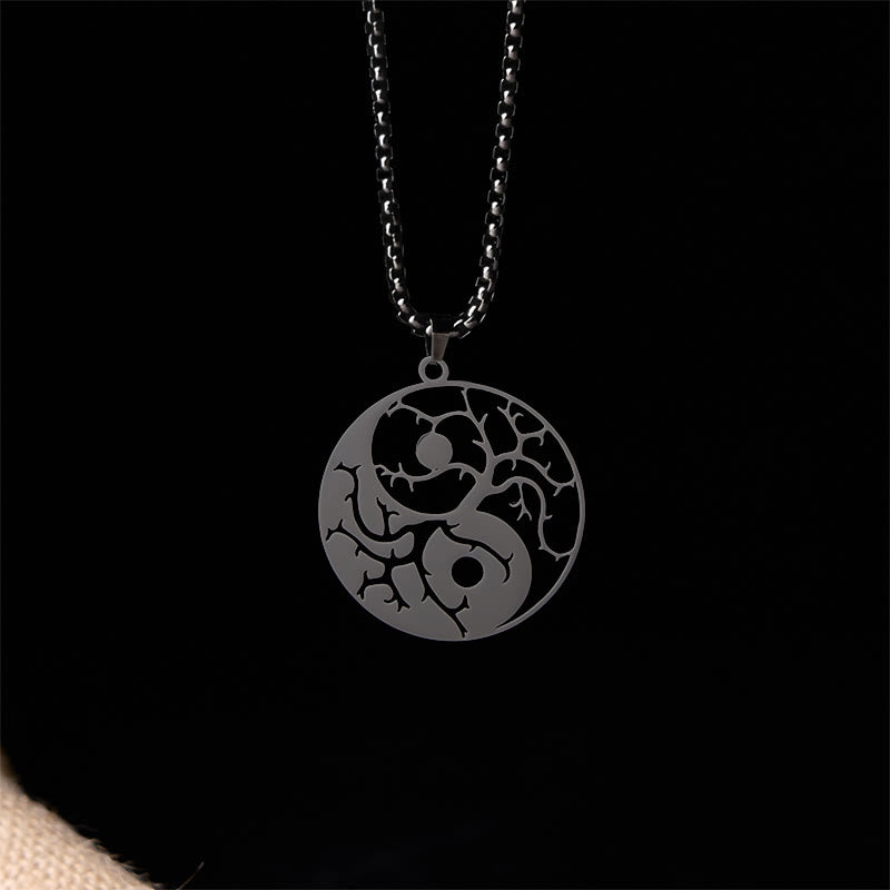 Naszyjnik z zawieszką z Buddha Stones i pustym wzorem Yin Yang ze stali nierdzewnej - image 2