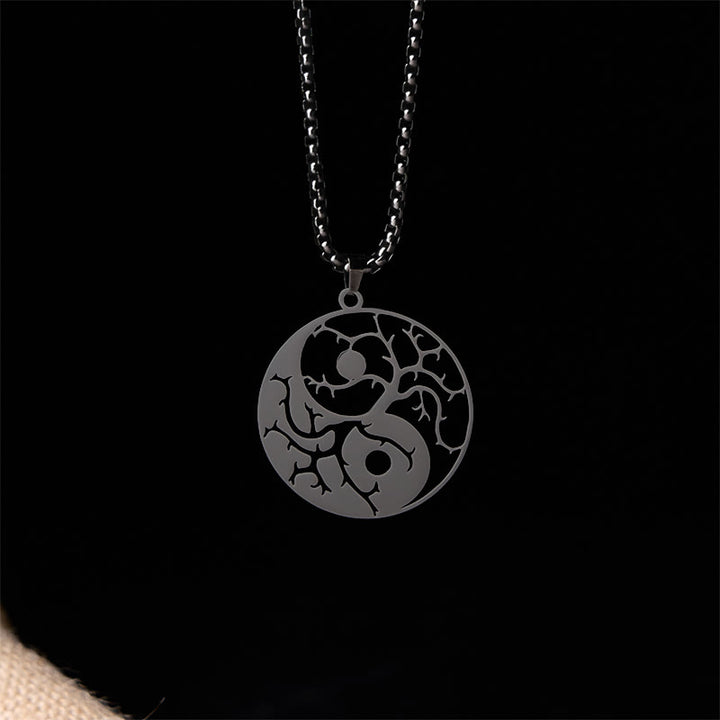 Naszyjnik z zawieszką z Buddha Stones i pustym wzorem Yin Yang ze stali nierdzewnej - image 2