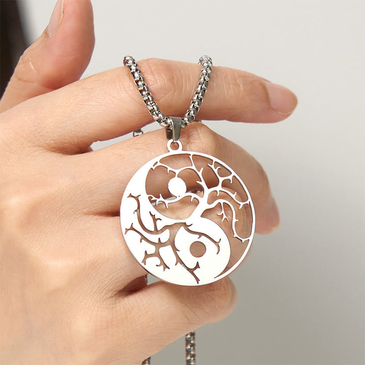 Naszyjnik z zawieszką z Buddha Stones i pustym wzorem Yin Yang ze stali nierdzewnej - image 12