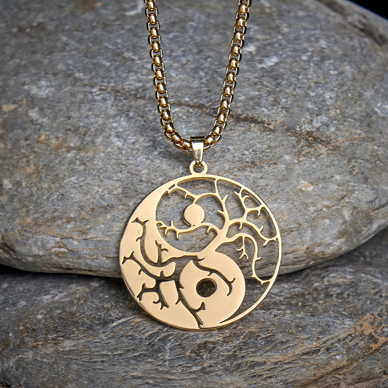 Naszyjnik z zawieszką z Buddha Stones i pustym wzorem Yin Yang ze stali nierdzewnej - image 14