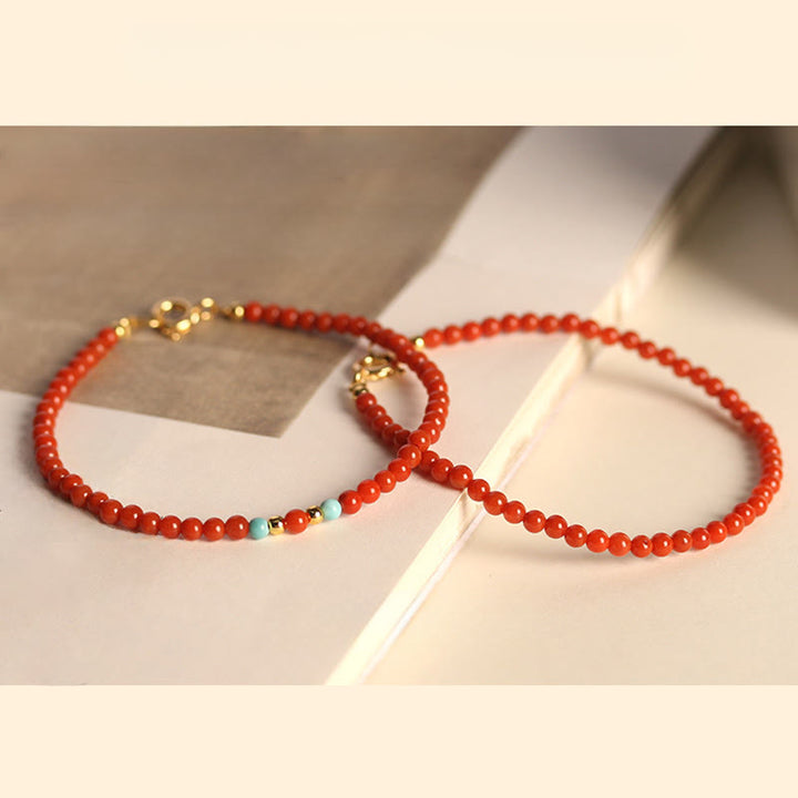 Bransoletka z Buddha Stones 3 mm Naturalne koraliki z czerwonego agatu Południowego, ultracienkie, pozytywne - image 9