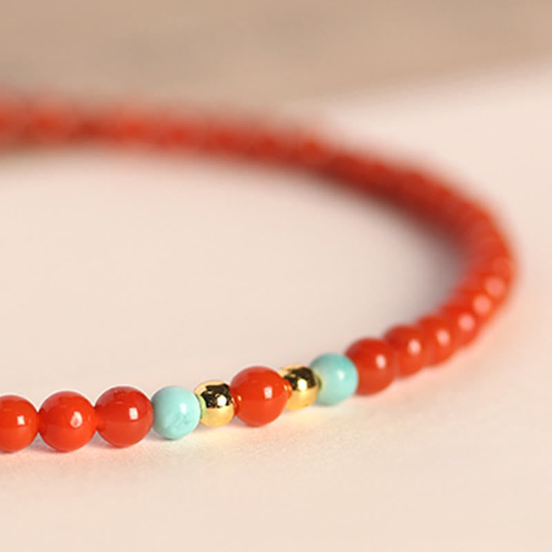 Bransoletka z Buddha Stones 3 mm Naturalne koraliki z czerwonego agatu Południowego, ultracienkie, pozytywne - image 3