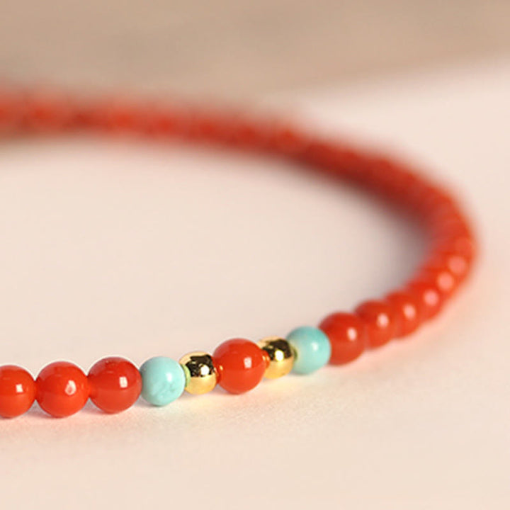 Bransoletka z Buddha Stones 3 mm Naturalne koraliki z czerwonego agatu Południowego, ultracienkie, pozytywne - image 3