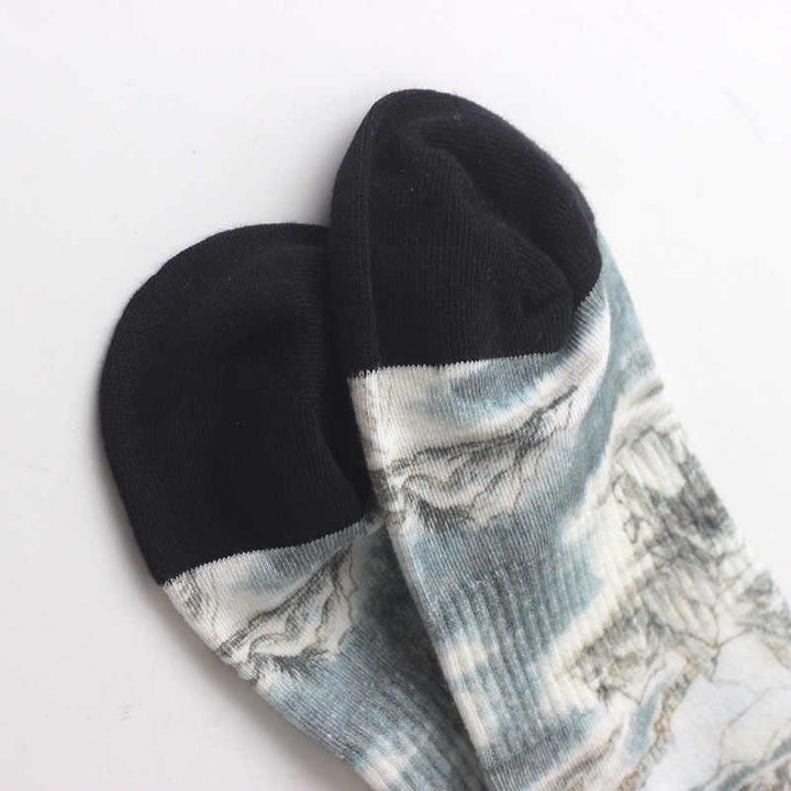 Buddha Stones, chińskie malarstwo tuszem, wzór krajobrazu, mikro skarpetki, trzy pary, męskie, damskie, unisex - image 4